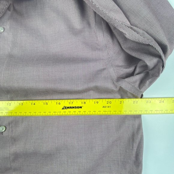 Banana Republic Dress Shirt Men L Tall Long Standard Fit Non Iron Burgundy Check - Picture 7 of 12
